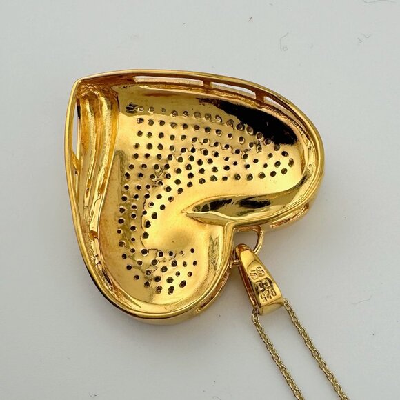 Bold & Beautiful 1 ct "Whole Heart" Diamond Necklace  - 14kt Gold Over Sterling - Picture 6 of 14